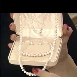 Freshwater set necklace, earring, bracelet in sterling silver